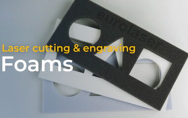 Thumbnail zum Video über die Bearbeitung von Schaumstoff mit CO₂-Laserschneidmaschinen von eurolaser inklusive Laserschneiden, Gravieren und Messerschneiden