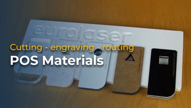 Thumbnail for the video showing the processing of acrylic, MDF, Dibond®, Corian®, PVC and KAPA® for display and exhibition construction with eurolaser CO₂ laser cutting machines