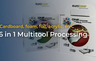 Thumbnail zum Video über maximale Flexibilität in einem Bearbeitungssystem mit der CO₂-Laserschneidmaschine von eurolaser durch Laserschneiden, Messerschneiden und Fräsen in einem System