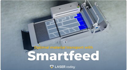 Software-controlled Smartfeed in the eurolaser conveyor system ensuring precise and efficient continuous laser cutting of roll material without interruptions