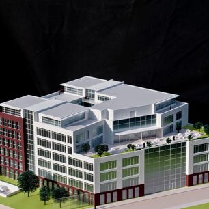 Exemple détaillé d’une maquette d’architecture avec des structures fines réalisé à l’aide de machines de découpe laser CO₂ eurolaser