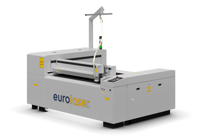 CO₂-Laserschneidmaschine M-1200 von eurolaser als kompakte und präzise Alternative zur JustLaser 13.12L für Anwendungen im kleineren Formatbereich