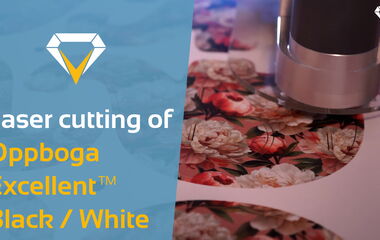 Thumbnail zeigt präzise geschnittenen Oppboga Excellent™ Premium-Karton aus dem Lasertest mit eurolaser CO₂-Laserschneidmaschine