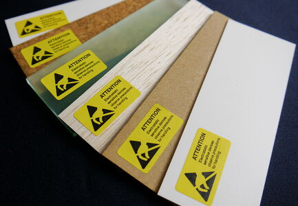Applied product labels on different materials enabling identification and tracking of individual production process steps