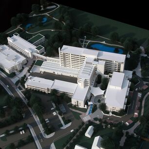 Exemple détaillé d’une maquette d’architecture avec des structures fines réalisé à l’aide de machines de découpe laser CO₂ eurolaser