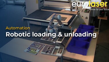 Thumbnail for the video showing automated loading and unloading of eurolaser CO₂ laser cutting machines with robots
