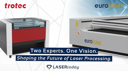 Strategic partnership in CO₂ laser cutting technology – logos of eurolaser and Trotec with respective laser systems showcasing innovative laser solutions