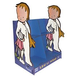 Paneles de MDF impresos, cortados con precisión por láser después de la impresión para crear un expositor publicitario con una máquina láser CO₂ de eurolaser