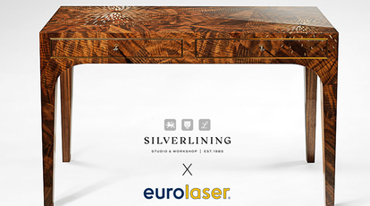 Luxury furniture by Silverlining Furniture featuring intricate marquetry, precisely produced with an eurolaser laser cutting machine