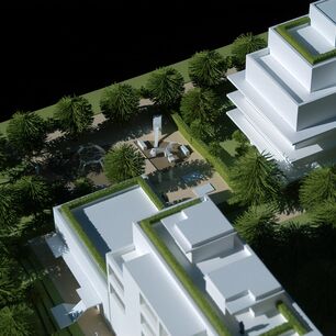 Exemple détaillé d’une maquette d’architecture avec des structures fines réalisé à l’aide de machines de découpe laser CO₂ eurolaser