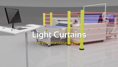 Vorschaubild zum Video über die berührungslosen Sicherheits-Lichtvorhänge (Light Curtains) auf eurolaser-Laserschneidmaschinen