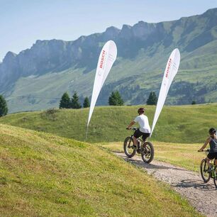 Bandera tipo beachflag Easyflag Drop resistente al clima con logotipo de Bosch – sistema textil móvil para publicidad exterior flexible