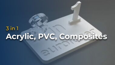 Thumbnail for the video showing multifunctional processing of acrylic, PVC and cardboard composite with the 3-in-1 tool head from eurolaser
