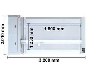 Abmessungen der Laserschneidanlage L-1200